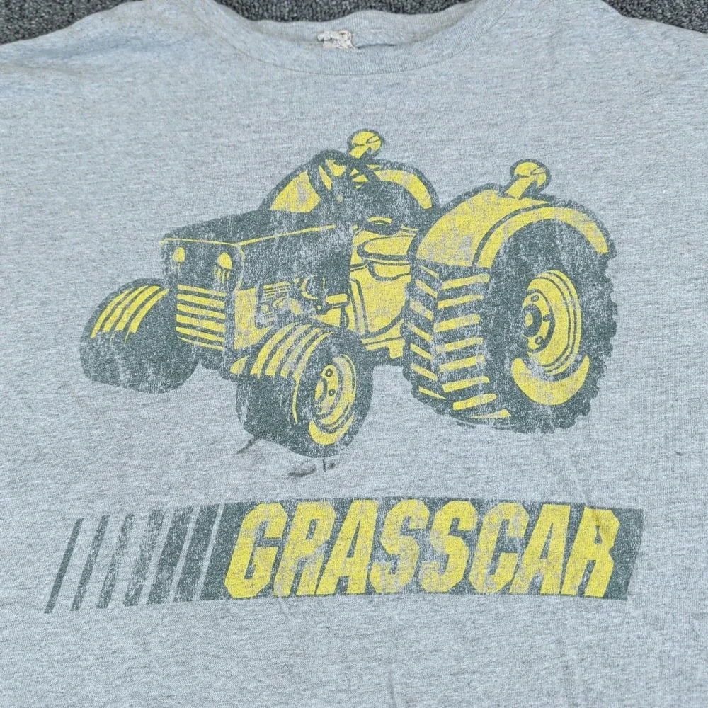 Delta Vintage 90s Grasscar Lawn Mower Racing T-Shirt Mens XL Grey Single Stitch